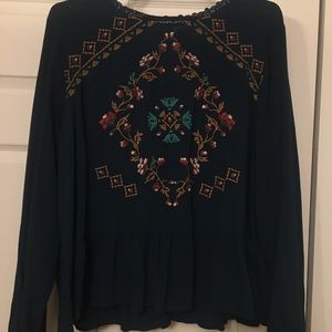 Xhilaration peplum blouse teal green size XL